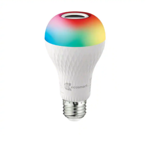 EcoSmart 60-Watt Equivalent Smart A21 Bluetooth Speaker Color Selectable RGBW E26 Medium Base LED Light Bulb